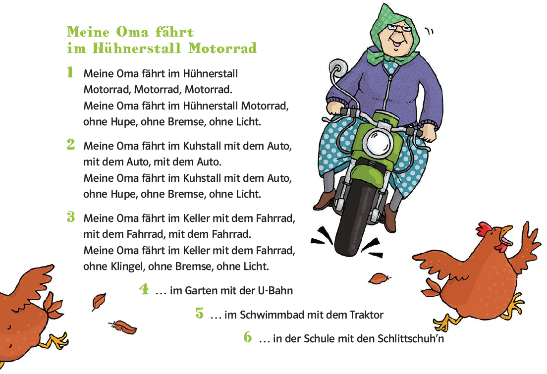 Meine Oma Fährt Im Hühnerstall Motorrad Text Und Noten Blink Activity | BlinkLearning