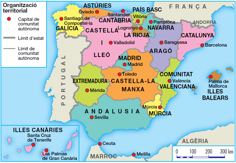 Resultat d'imatges de mapa CAPITALS comunitats autonomes espanya