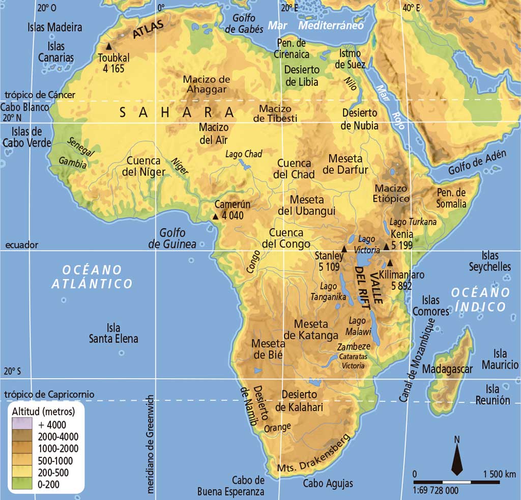 Localizaciones De Mapa Fisico De Africa