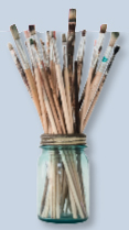 glass with brushes