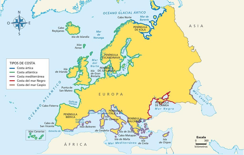 Resultado de imagen de COSTAS DE EUROPA 6 COSTAS  DE PRIMARIA