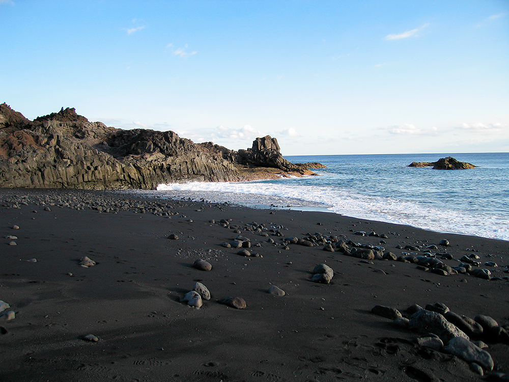 black sand beach at ajuy fuerteventura canary islands