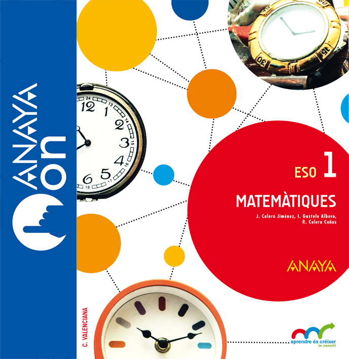 Portada del Libro Matemàtiques 1º ESO Valencia ANAYA ON